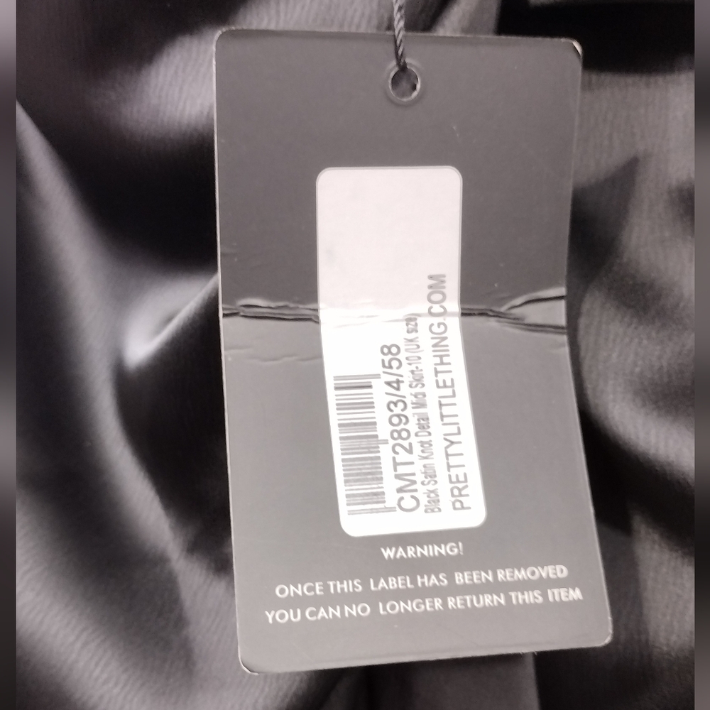 NWT Pretty Little Thing Satin Twist Front Midi Skirt Women's 6 Black Boho Retro - Picture 10 of 10